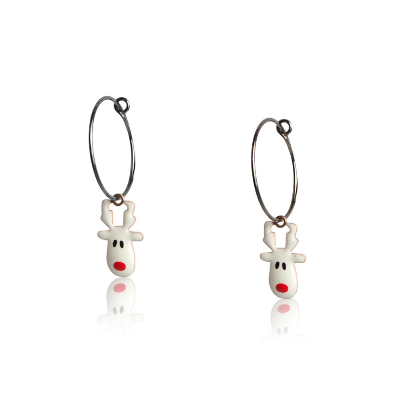 Oorbellen hoofd rendier Kerst emaille kind Oorbellen hoofd rendier Kerst emaille kind