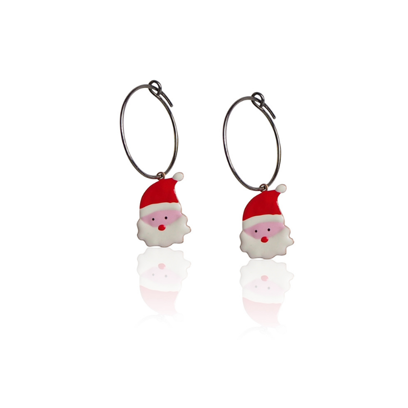 Oorbellen Santa Claus emaille jong meisje Oorbellen Santa Claus emaille jong meisje