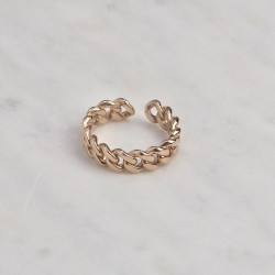 Solid silver chain ring - rose gold plated