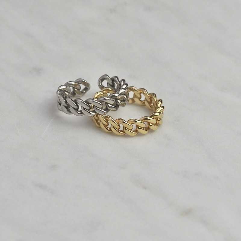 Duo chain ring: Yellow gold plated - Solid silver