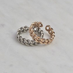 Duo chain ring: Rose gold plated - Solid silver