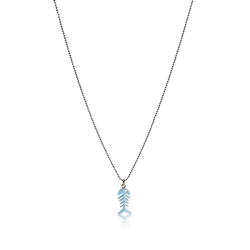 Women's blue enamel fish necklace