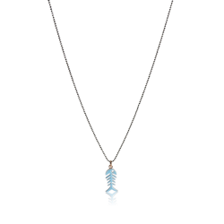 Vrouwen blauwe emaille vis ketting