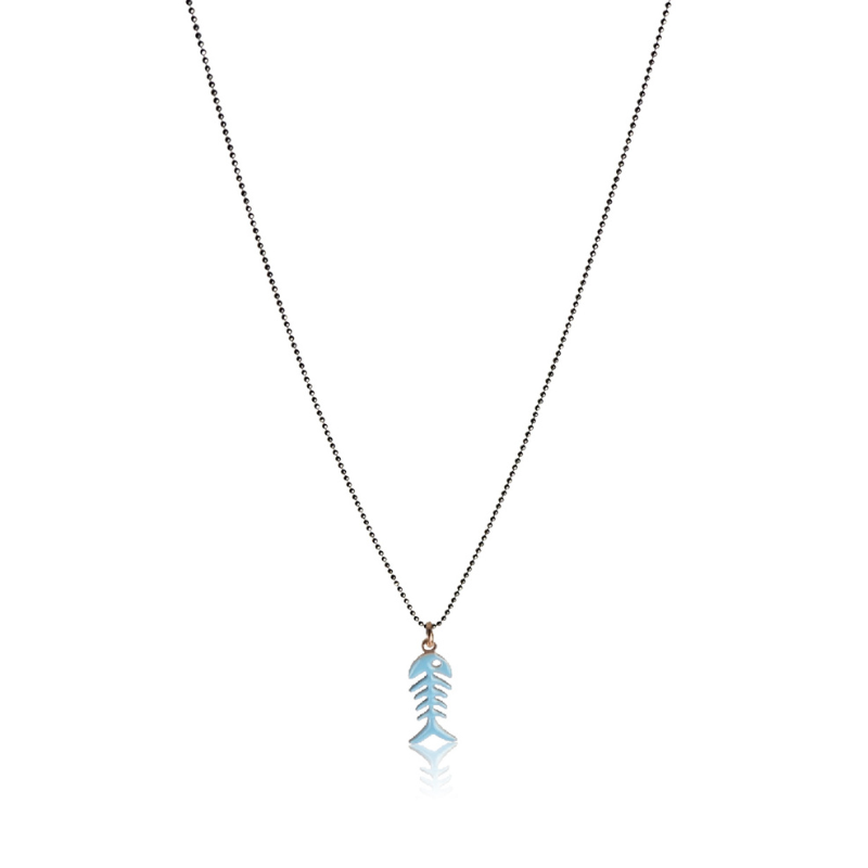 Collier poisson émail bleu femme Collier poisson émail bleu femme