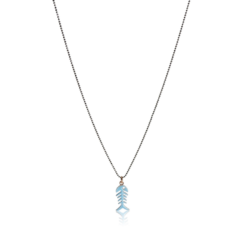 Vrouwen blauwe emaille vis ketting