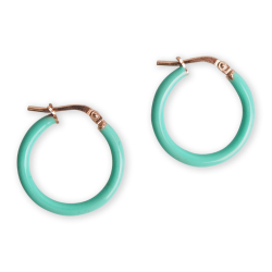 Creoles vermeil rose gold turquoise enamel woman