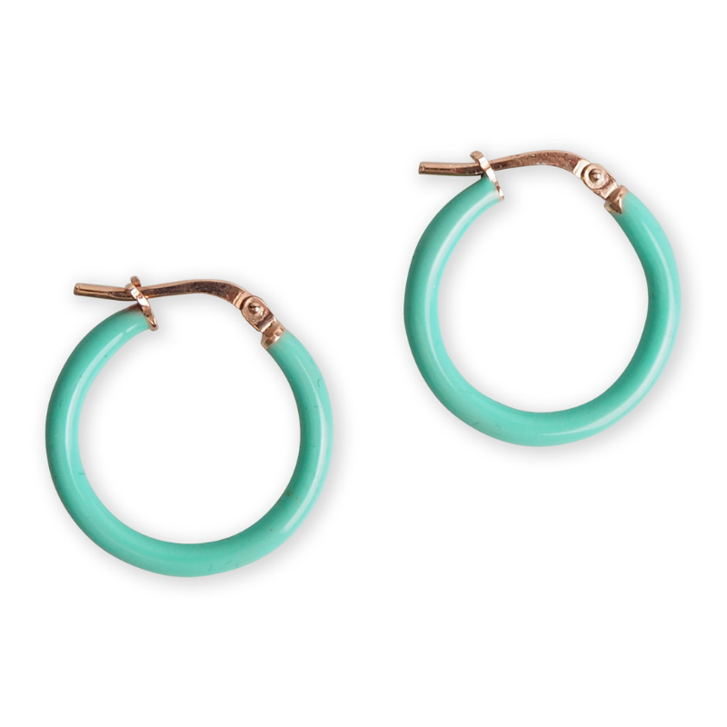 Creoles vermeil rose gold turquoise enamel woman Creoles vermeil rose gold turquoise enamel woman