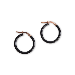 Creole earrings enamel black woman vermeil rose gold