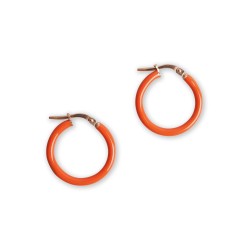 Creole earrings orange enamel woman vermeil yellow gold