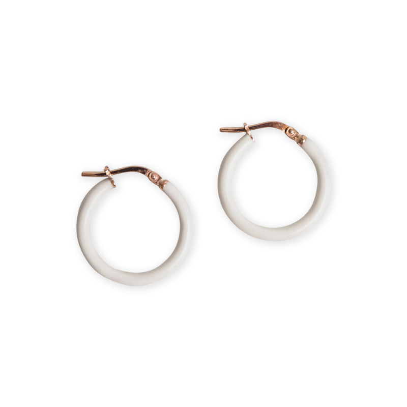 Creoles woman enamel White vermeil rose gold Creoles woman enamel White vermeil rose gold