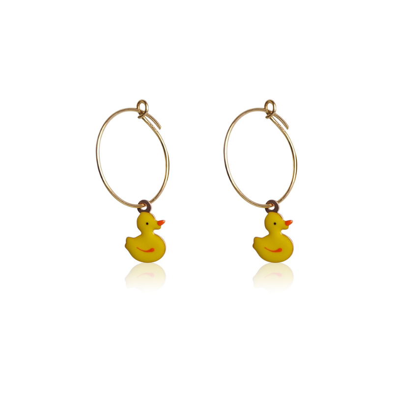 Earrings yellow duck creoles sterling silver 925 woman