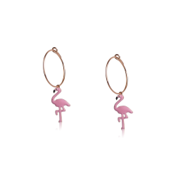 Boucles d'oreilles flamant rose vermeil or jaune femme