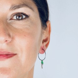 Women's rhodium-plated silver palm earrings