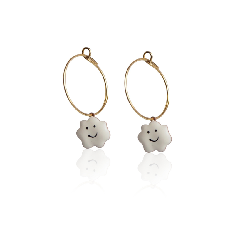 Earrings cloud enamel white woman sterling silver 925 Earrings cloud enamel white woman sterling silver 925
