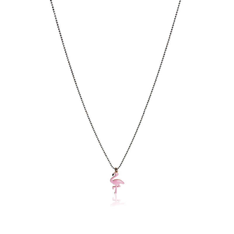 Women's flamingo necklace yellow gold 18kt