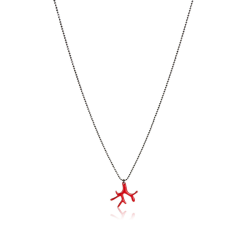 Collier corail émail rouge femme