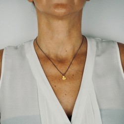 Pendant duck yellow enamel silver woman necklace