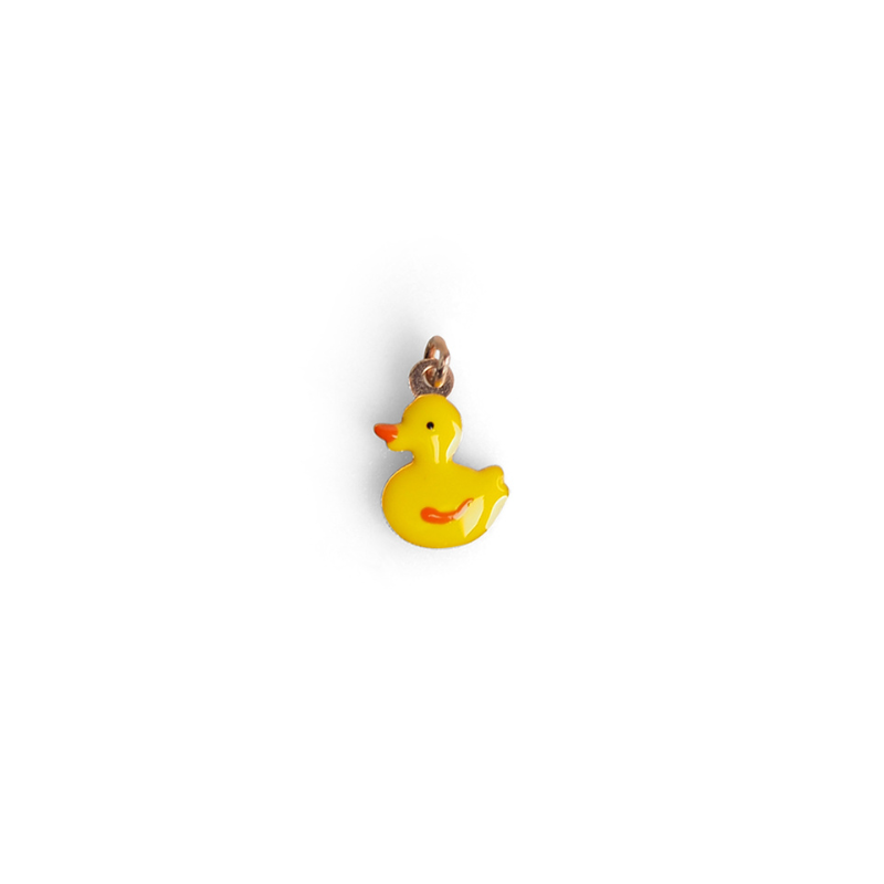 Pendentif canard émail jaune argent femme