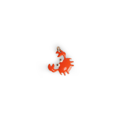 Pendant crab enamel orange woman sterling silver