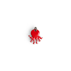 Pendentif pieuvre émail rouge femme or jaune