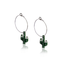 Creoles cactus girl enamel silver green 925