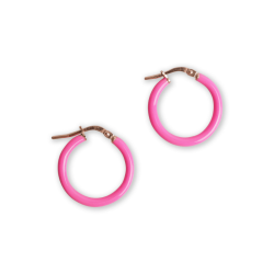 Creole loops neon pink enamel child silver 925