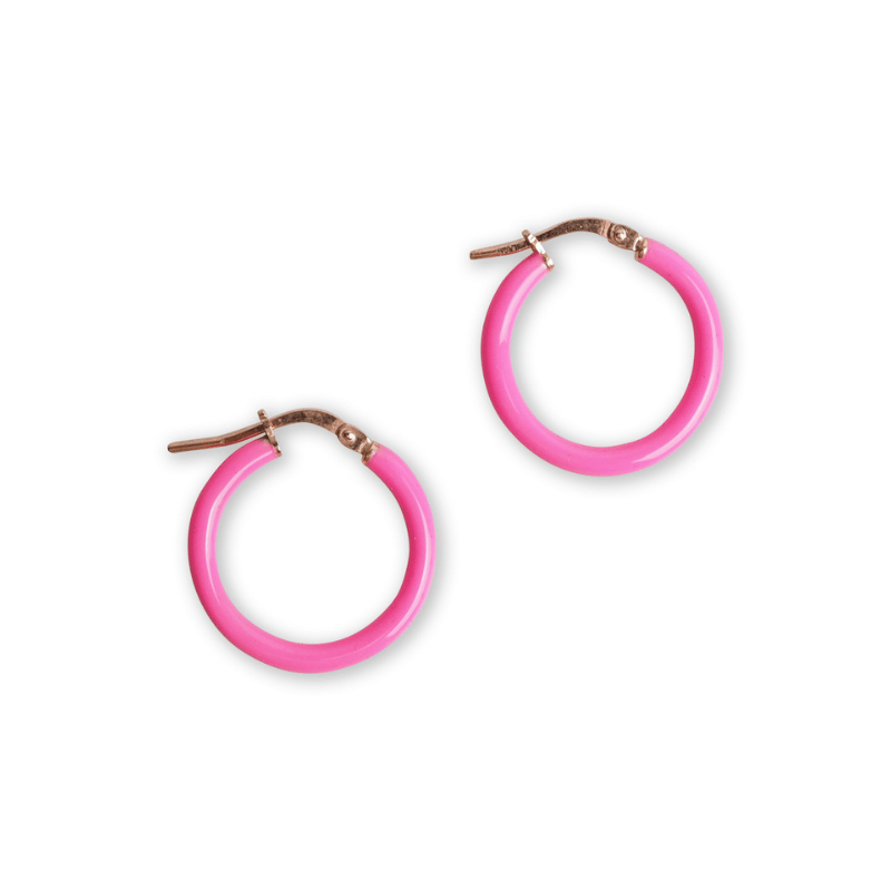 Creoolse lussen neonroze emaille kinderzilver 925 Creoolse lussen neonroze emaille kinderzilver 925