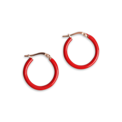 Boucles d'oreilles émail rouge jeune fille argent massif