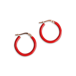 Red enamel earrings young girl solid silver