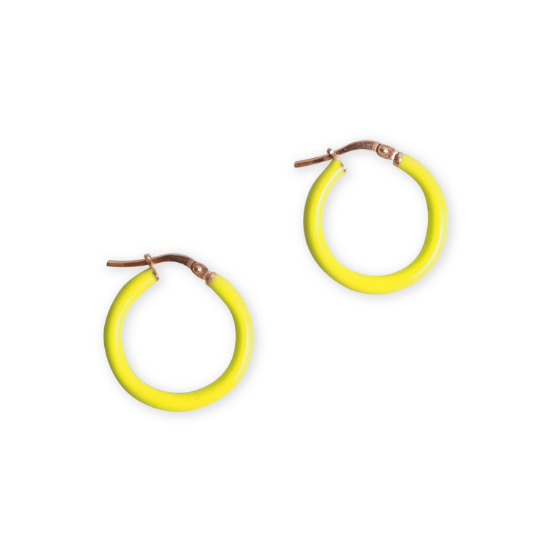 Créoles fille émail jaune fluo vermeil or rose Créoles fille émail jaune fluo vermeil or rose