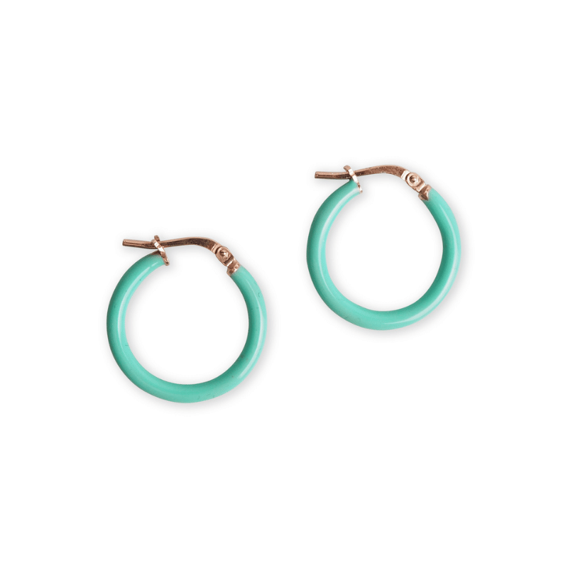 Boucles créoles émail turquoise jeune fille argent massif 925 Boucles créoles émail turquoise jeune fille argent massif 925