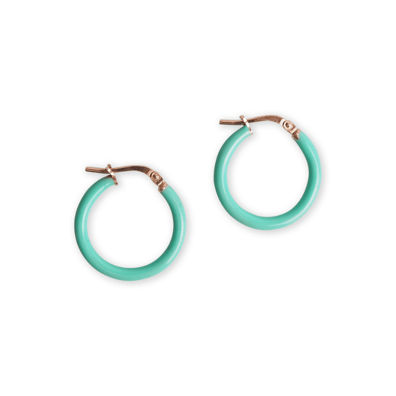 Boucles créoles émail turquoise jeune fille argent massif 925