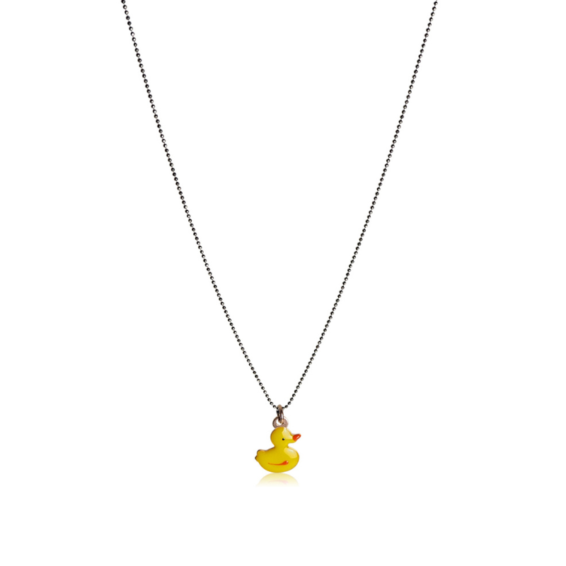 Geel emaille ketting eend sterling zilver 925 kind Geel emaille ketting eend sterling zilver 925 kind