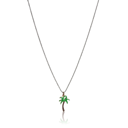 Ketting palm emaille groen meisje geel goud 18 karaat