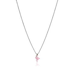 Collier flamant rose argent sterling adolescente