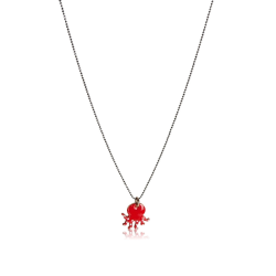 Octopus necklace enamel red rose gold 18kt child