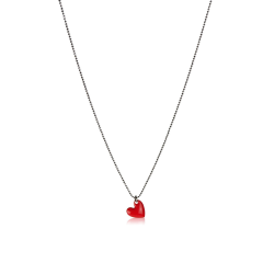 Collier fille cœur vermeil émail rouge