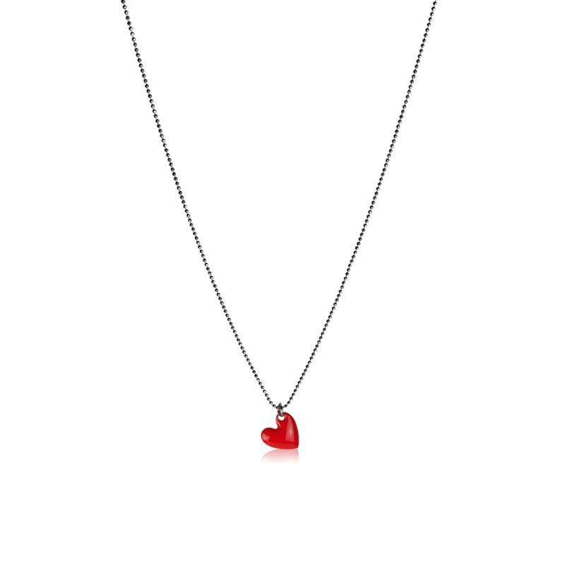 Ketting meisje hart vermeil rood emaille