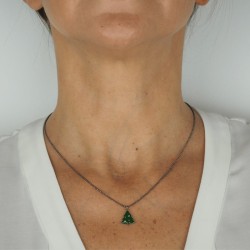 Pendant necklace Christmas tree enamel woman
