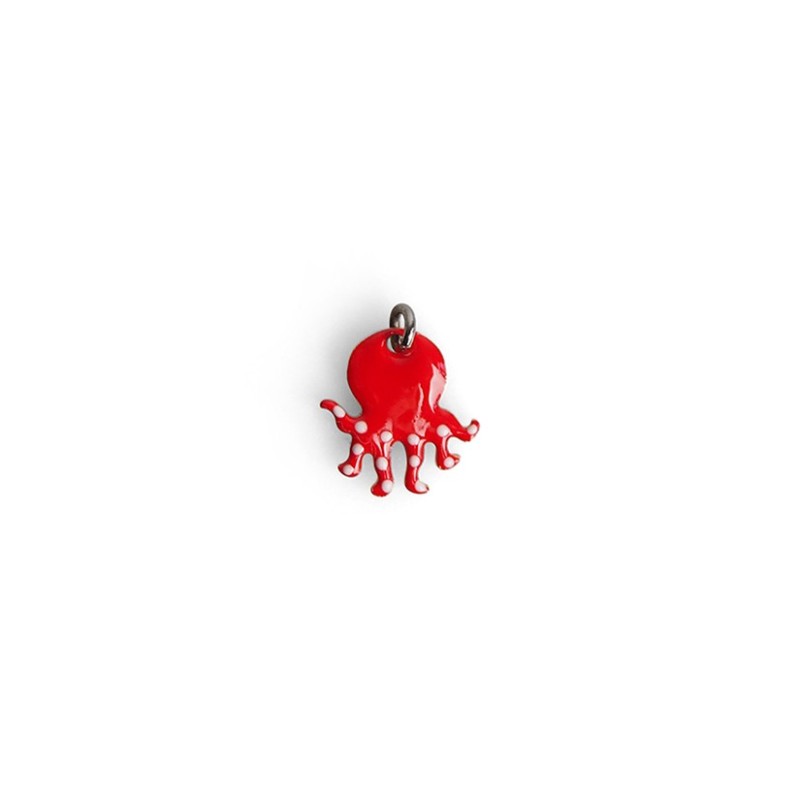 Kind hanger octopus emaille rood geel goud 18kt