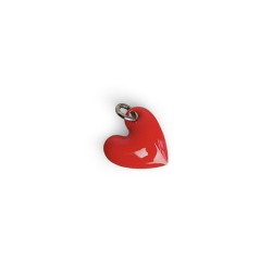 Pendentif ado cœur émail rouge vermeil or jaune