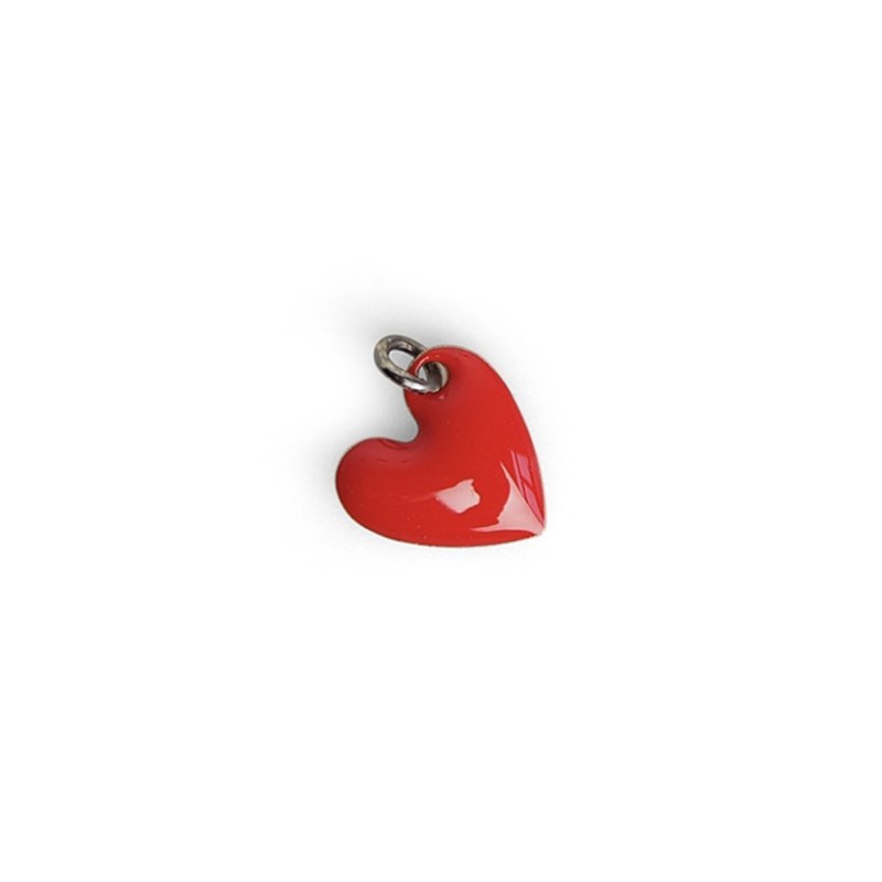 Pendentif ado cœur émail rouge vermeil or jaune Pendentif ado cœur émail rouge vermeil or jaune