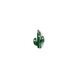 Men's green enamel cactus pendant