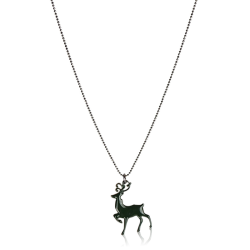 Deer necklace man green enamel
