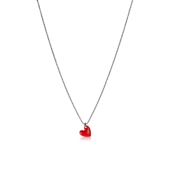 Heart necklace red enamel chain gourmette