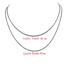 Zilveren ketting rhodium zwarte tiener (40cm)