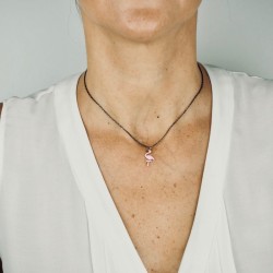 Necklace Pendant flamingo pink enamel woman solid silver