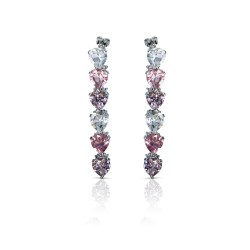 Boucles d'oreilles cristal rose femme, bijouterie bruxelles Art'emi