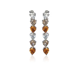 Boucles d'oreilles cristal orange femme argent joaillerie belgique