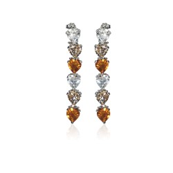 Orange crystal earrings woman silver jewelry belgium